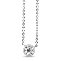 18ct White Gold Bezel Diamond Solitaire Necklace