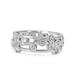 18ct White Gold Bezel Diamond Band Ring