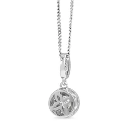 9ct White Gold Bezel Diamond Halo Necklace