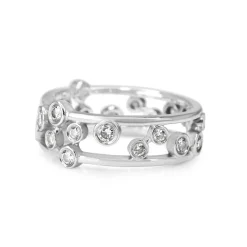 18ct White Gold Bezel Diamond Band Ring