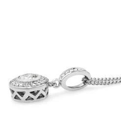 9ct White Gold Bezel Diamond Halo Necklace
