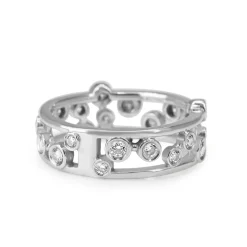 18ct White Gold Bezel Diamond Band Ring
