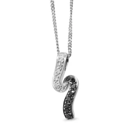 9ct White Gold Black and White Diamond Necklace