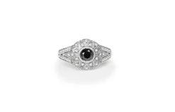 18ct White Gold Black and White Diamond Cluster Ring