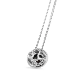 9ct White Gold Black and White Diamond Halo Necklace
