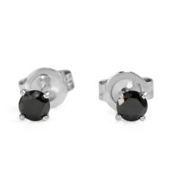9ct White Gold Black Diamond Stud Earrings