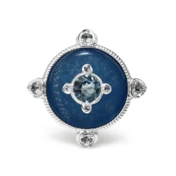 9ct White Gold Blue Jade and Topaz Ring