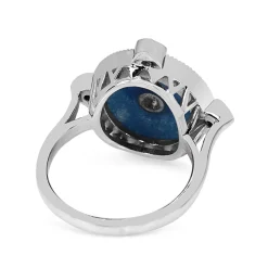 9ct White Gold Blue Jade and Topaz Ring