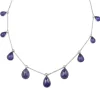 14ct White Gold Cabochon Pear Tanzanite and Diamond Necklace