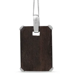 18ct White Gold Carved Timber and Diamond Necklace