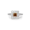 18ct White Gold Champagne Diamond Halo Ring