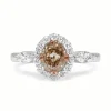 14ct White Gold Champagne Diamond Halo Ring