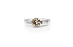 18ct White Gold Champagne Diamond Solitaire Ring