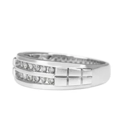 14ct White Gold Channel Set Mens Diamond Ring