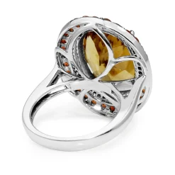 14ct White Gold Citrine, Garnet and Diamond Ring