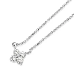 9ct White Gold 'Clover' Style Diamond Necklace
