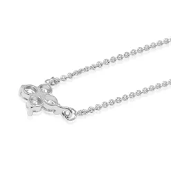 9ct White Gold 'Clover' Style Diamond Necklace