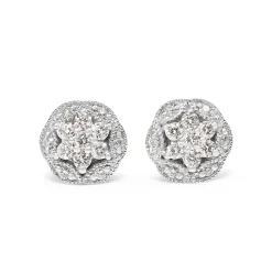 9ct White Gold Cluster Diamond Stud Earrings