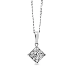 9ct White Gold Cluster Diamond Pendant