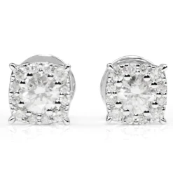 18ct White Gold Cluster Diamond Stud Earrings
