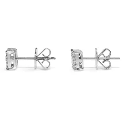 18ct White Gold Cluster Diamond Stud Earrings