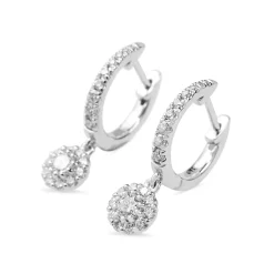 9ct White Gold Cluster DIamond Drop Earrings