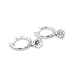 9ct White Gold Cluster DIamond Drop Earrings