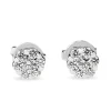 9ct White Gold Cluster Halo Diamond Stud Earrings