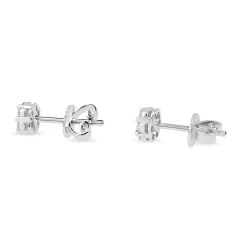 9ct White Gold Cluster Halo Diamond Stud Earrings
