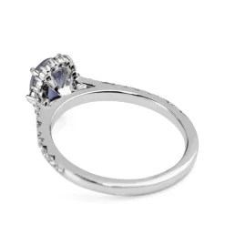 18ct White Gold Cornflower Blue Sapphire and Diamond Halo Ring