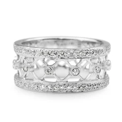 14ct White Gold Criss Cross Diamond Ring