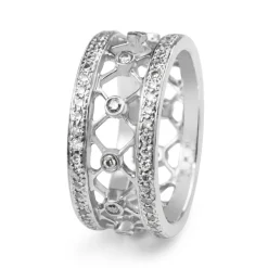 14ct White Gold Criss Cross Diamond Ring