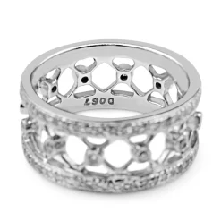 14ct White Gold Criss Cross Diamond Ring