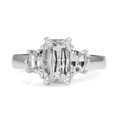 18ct White Gold Criss Cut Diamond 3 Stone Ring