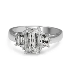 18ct White Gold Criss Cut Diamond 3 Stone Ring