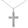 9ct White Gold Cross Necklace with Diamond Cutting Finish