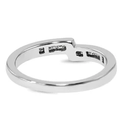 18ct White Gold Cross Over Channel Set Diamond Band Ring