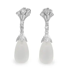9ct White Gold Crystal and Diamond Deco Style Earrings