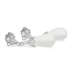 9ct White Gold Crystal and Diamond Deco Style Earrings