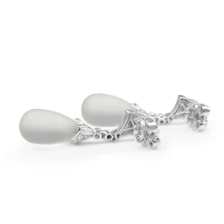 9ct White Gold Crystal and Diamond Deco Style Earrings