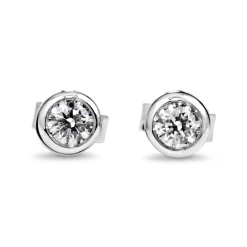 9ct White Gold .30ct Bezel Diamond Stud Earrings