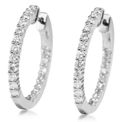 18ct White Gold 1.45ct Diamond Hoop Earrings