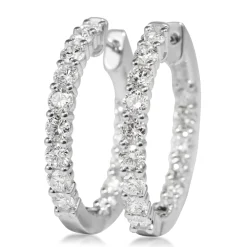 18ct White Gold 2.60ct Diamond Hoop Earrings