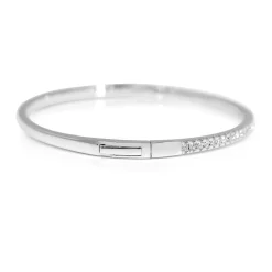 18ct White Gold .75ct Diamond Hinged Bangle