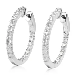 18ct White Gold 1.45ct Diamond Hoop Earrings