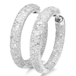 14ct White Gold 4.00ct Diamond Hoop Earrings