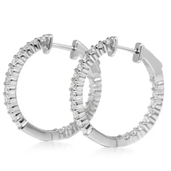 18ct White Gold 1.45ct Diamond Hoop Earrings