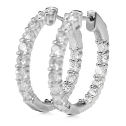 18ct White Gold 2.60ct Diamond Hoop Earrings