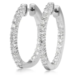 18ct White Gold 1.45ct Diamond Hoop Earrings