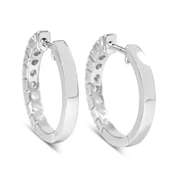 9ct White Gold .80ct Diamond Hoop Earrings